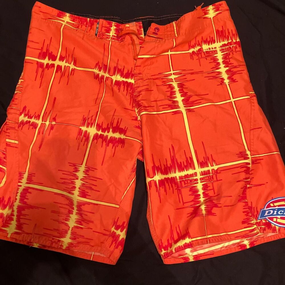 Dickies Men's Orange and Yellow Swim-briefs-shorts